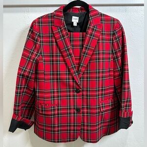 J. Crew Vibrant Holiday Red Plaid Suit (Trousers & Blazer)